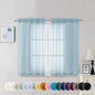 Chyhomenyc Sky Blue Sheer Curtains 45 Inch Long 2 Panels, Light Filtering Rod by Chyhomenyc