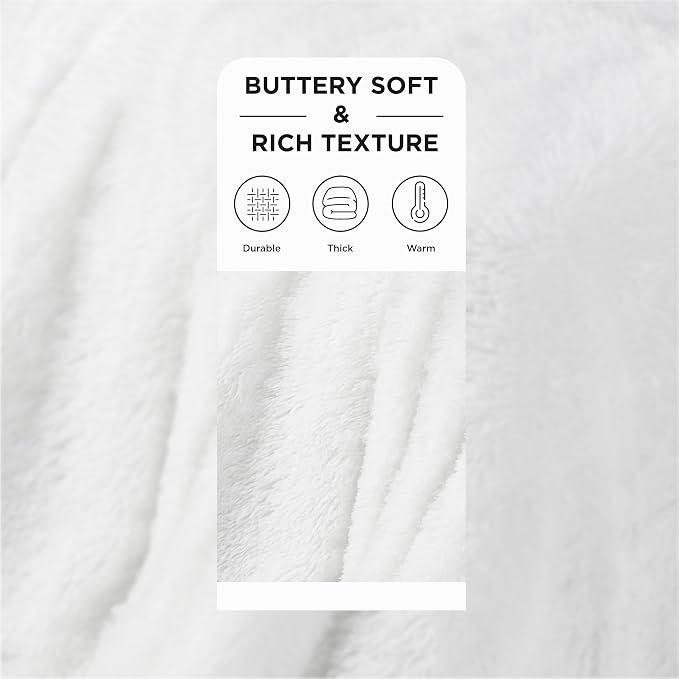 Bedsure GentleSoft Fluffy White King Size Blanket - Image 2