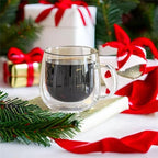 CNGLASS 10oz Double Walled Glass Coffee Mugs(2-pack),Clear Coffee Cups with Handle,Glass Espresso Mugs for Latte,Cappuccino,Tea