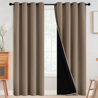 SimpleHome Khaki 100% Blackout Curtains Room Darkening Living Room 84 Inch | by SimpleHome
