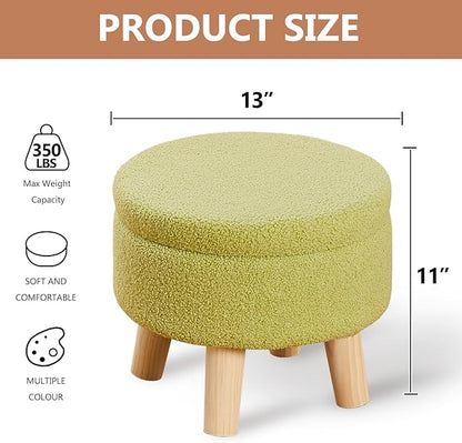 Wimarsbon Storage Ottoman, Modern Round Footrest - Image 3
