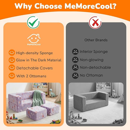 MeMoreCool Kids Modular Couch – Glow-in-the-Dark Butterfly Foam Sofa Bed - Image 8