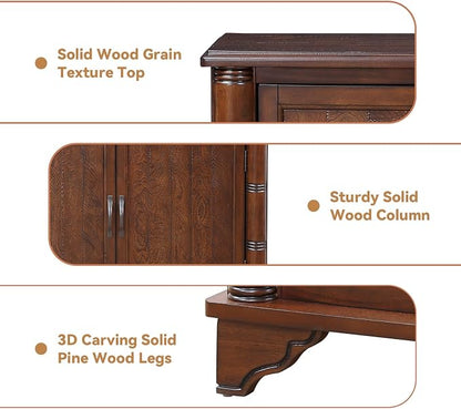 40" Solid Wood Buffet Storage Cabinet, Vintage Console Table - Image 4