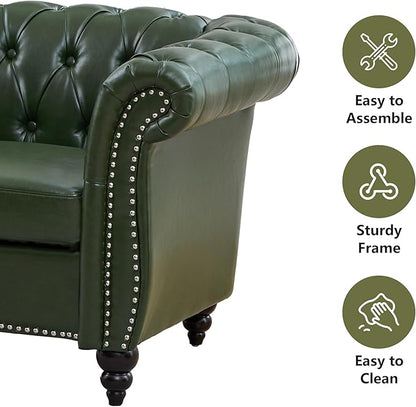 Mid-Century Sofa Chair, Faux Leather Accent Chair - Image 4