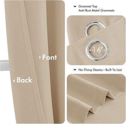 MIULEE Blackout Curtains for Bedroom 2 Panel 40x72 Inch Long Biscotti Beige | - Image 4
