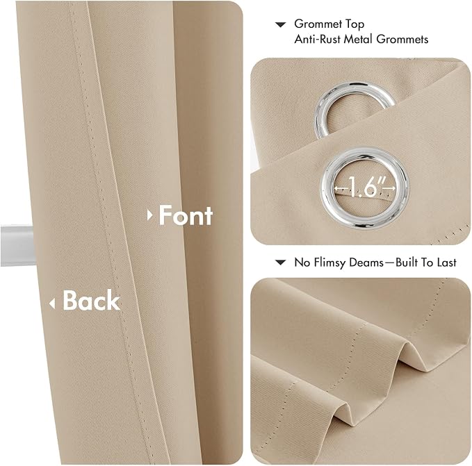 MIULEE Blackout Curtains for Bedroom 2 Panel 40x45 Inch Long Biscotti Beige | - Image 4