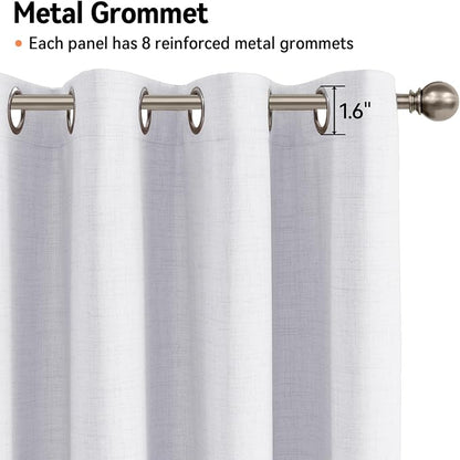 100% Blackout Linen Textured Curtains 63 Inch Long, Bright White | 100% - Image 5