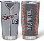 Hyturtle Personalized Baseball Tumbler Baseball Players Design Stainless Steel Double Walled Vacuum Insulated Tumblers 20oz30oz Coffee Travel Mug Cup Christmas Gift For Men Boys Friends Dad Sports Fan
