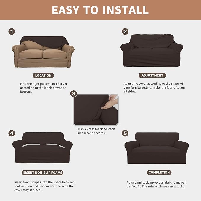 Easy-Going 100% Waterproof Loveseat Couch Cover Stretch Jacquard Sofa Cover | - Image 5