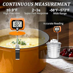 BOMATA Candy Thermometer with Pot Clip, Instant Read Cooking Thermometer with 8" Long Probe, Rotating Display, for Candy Making, Food, Candle Making, Liquids, Water, Baking, Sugar, Grilling. Orange
