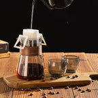 16 oz Glass Coffee Carafe with Wood Heat-Resistant Layer, Pour Over Coffee Carafe and Tea Steeper Coffee Decanter Coffee Server, 1 Pcs Included,(Smoky Gray)