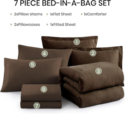 Monbix King Size Comforter Set, Chocolate Brown King Bedding Set Reversible - Image 7