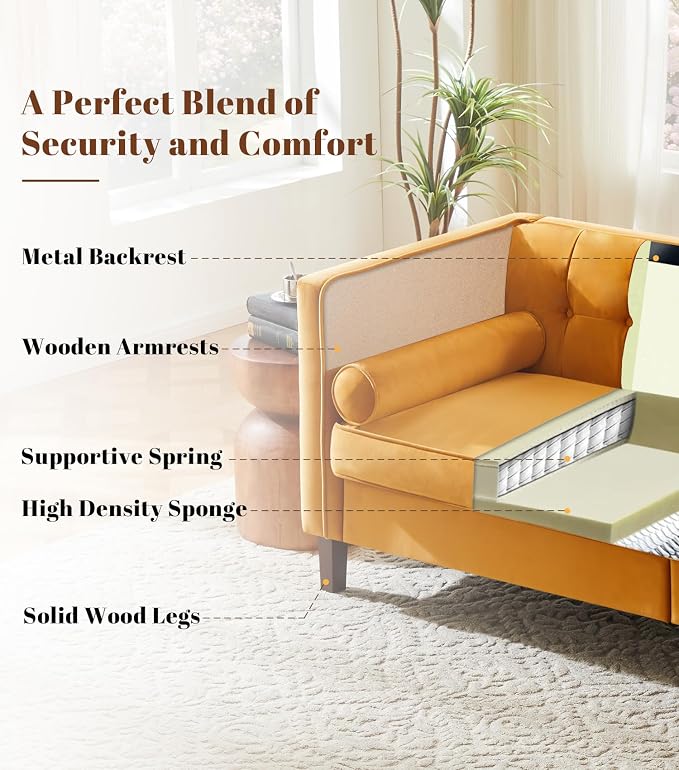 Dreamsir 78'' W Velvet Sofa, Mid-Century Love Seats Sofa Furniture - Image 4