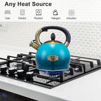 Whistling Tea Kettle Stove Top Teapot, Stainless Steel Teakettle (2.8 QUART, Blue)