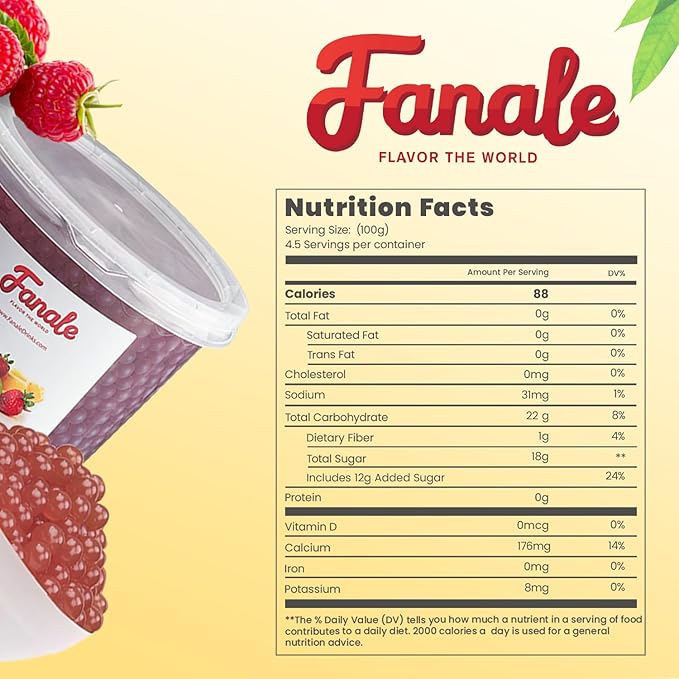 Fanale Popping Boba Pearls for Bubble Tea - 7 lb | Raspberry | Bursting Boba Pearls Bubble | Fruit Juice Flavor for Shakes, Dessert, Smoothie | FPB014