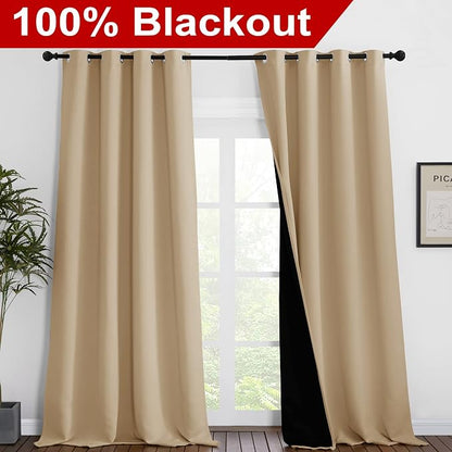 NICETOWN Thermal Insulated 100% Blackout Curtains, Sound Proof Drapes - Image 2