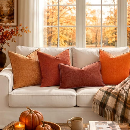 MIULEE Fall Decorative Couch Throw Pillow Covers 20x20 Inch Orange 2 Pack | - Image 6