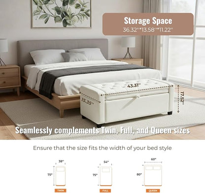 Storage Ottoman Bench for Bedroom, End of Bed Bench - Image 3