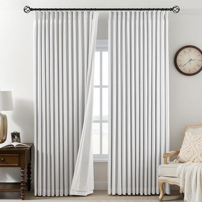 Pinch Pleated Linen White Blackout Curtains 84 Inches Long by AUSSPVOCT