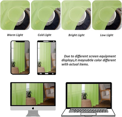 Chyhomenyc Lime Sheer Curtains 84 Inches Long - Image 8