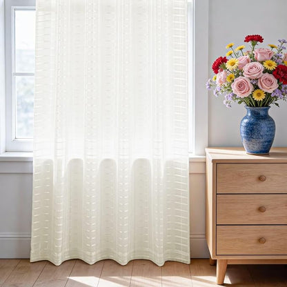 SpaceDresser Check Sheer Curtains 36 Inches Long - Image 3