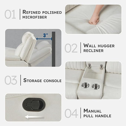 Lexicon Manual Double Reclining Loveseat, Polished Microfiber Manual Wall - Image 3