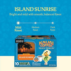 Kauai Coffee K-Cup Pods for Keurig Brewers – Arabica Coffee, 10% Hawaiian – Mild Roast, Light with Bright Aroma – Island Sunrise, 1 Pack of 10 Single Serve K-Cups