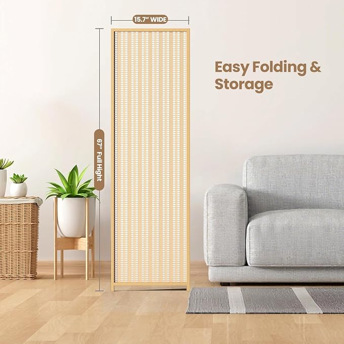 8 Panel Room Divider and Extra Wide Folding Privacy Screen, Bamboo Room Divider - Image 7