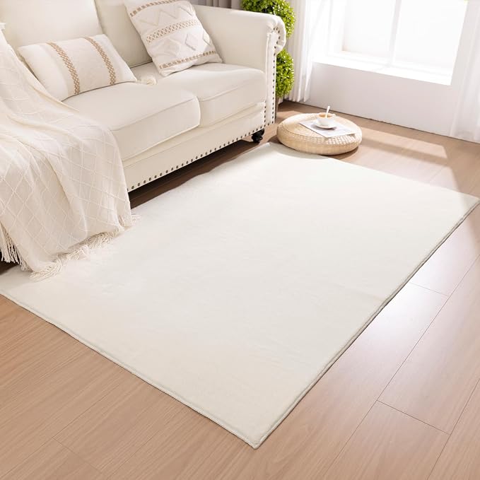 SHACOS Silky Soft Faux Rabbit Fur Area Rug 3'x5' Non Slip Washable Padded Throw - Image 4