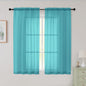Sheer Turquoise Curtains for Bedroom Living Room 54 Inch Length 2 Panels Set by WelvetBLK