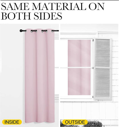 NICETOWN Baby Pink Blackout Curtains 40 inches Length - Image 5