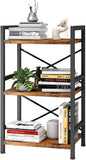 Homeiju Bookshelf, 3 Tier Industrial Bookcase, Metal Small Bookcase, Rustic by Homeiju