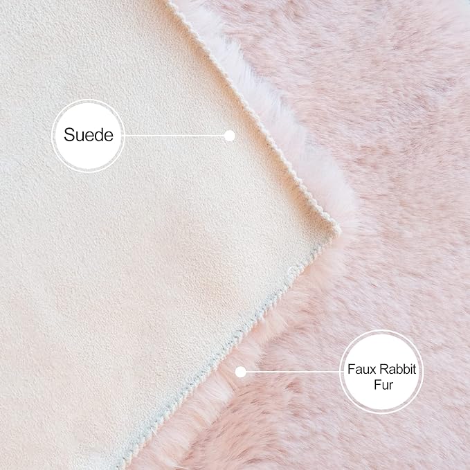 ORINOVA Pink Faux Fluffy Rabbit Fur Rug - Image 6