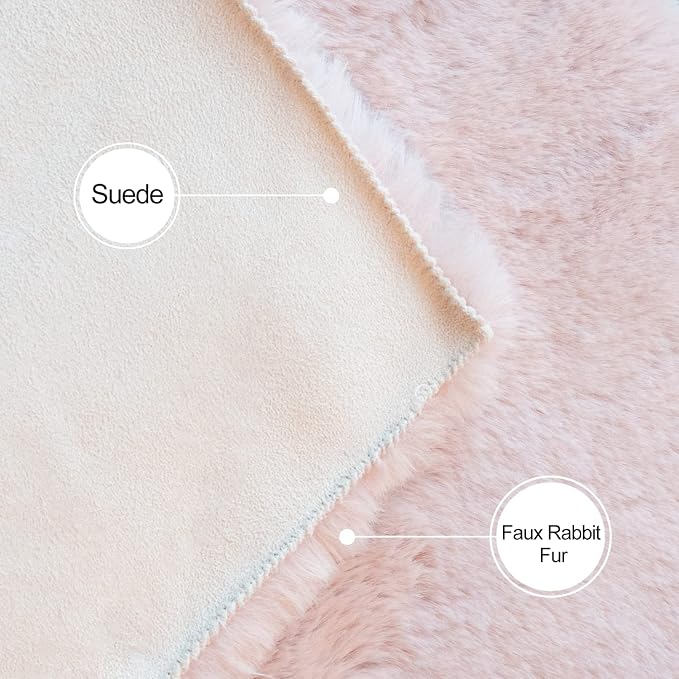ORINOVA Pink Boho Round Rugs 8ft Large Fluffy Machine Washable Fuzzy Fur Area - Image 5
