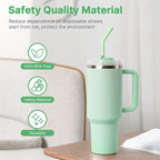 Metal Straw for Stanley Quencher Cup, Simple Modern, Meoky 40 oz Tumbler, 5 PCS Straight Reusable Stainless Steel Straws with Silicone Tips, Cleaning Brushes