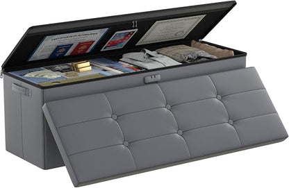 DocSafe Storage Ottoman Bench, Fireproof＆Waterproof Folding Bench by DocSafe