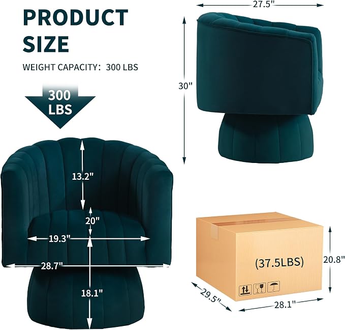Swivel Accent Barrel Chair Set of 2- Cute Comfy Small Round 360° Arm Chair - Image 2
