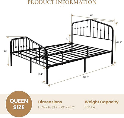 SHA CERLIN Queen Size Metal Platform Bed Frame - Image 2