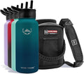 NATURE PIONEOR Insulated Water Bottles with Straw - 32oz Stainless Steel Vacuum Bottle with Holder/Carrier/Sleeve - Reusable 18/8 Food Grade 32 oz Water Jug