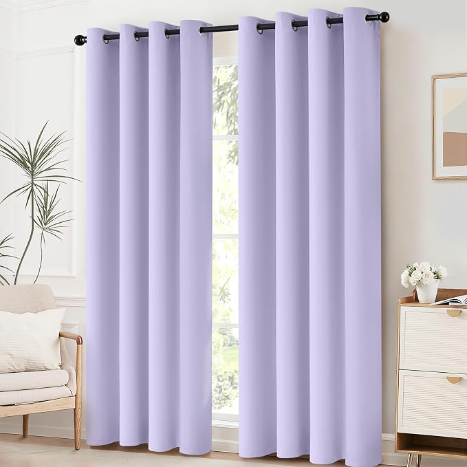 Yakamok Room Darkening Curtains 52x63 inch Length Lilac-Living Room | 2 panels - Image 2