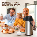 Coffee Carafe for Keeping Hot - 102OZ / 3L Airpot Coffee Dispenser with Pump - Large Coffee Thermos for Hot Drinks Tea Liquid - Insulated Stainless Steel Hot Water Beverage Dispenser Urn for Parties