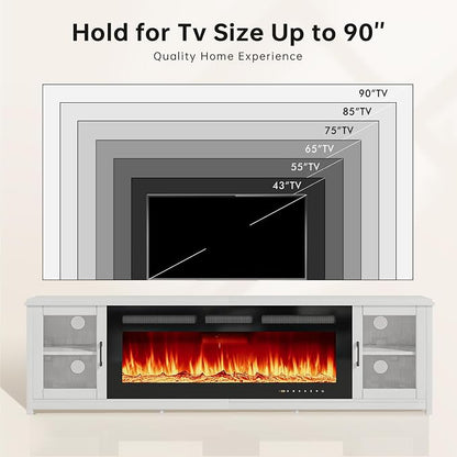 MXV 80" Fireplace TV Stand, Modern Entertainment Center - Image 7