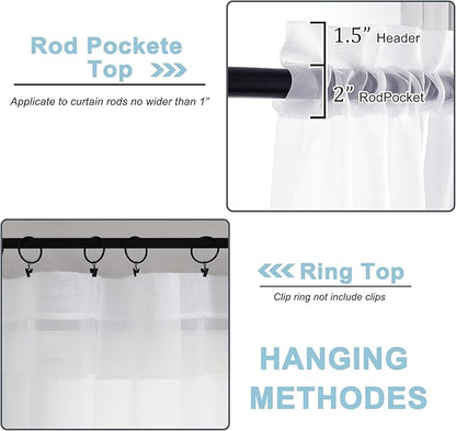 Short Sheer Curtains 30 Inches 2 Panels Set, Kitchen Curtains Tiers Light - Image 3