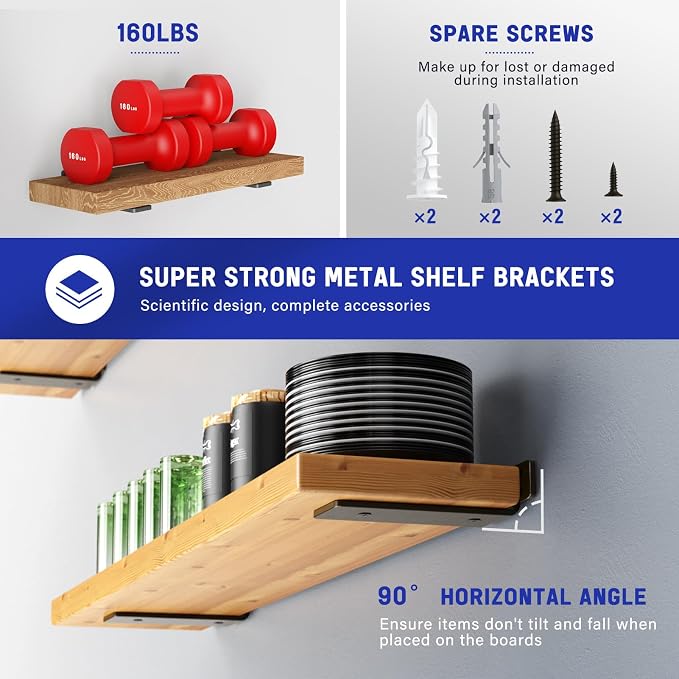 Goovilla Shelf Bracket, Heavy Duty Floating Shelf Brackets 6 inch Long - Image 3