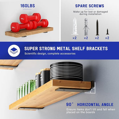 Goovilla Shelf Bracket, Heavy Duty Floating Shelf Brackets 8 inch Long - Image 3