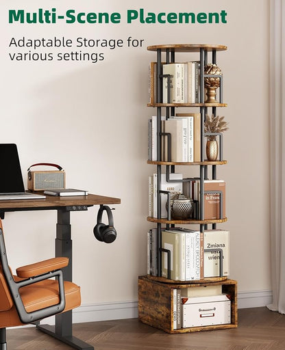 Kalrin 5 Tier Rotating Bookshelf - Image 5