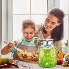 Aofmee 60oz Glass Pitcher, Water Pitcher with Lid, Iced Juice Jugs for Fridge, Glass Carafe for Cold or Hot Beverages, Sun Tea Jar, Easy Clean Heat Resistant Glass Jug for Milk