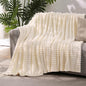 Beige Throw Blanket for Couch Sofa 50”x60” Striped Design | Fleece Blankets by Unknown