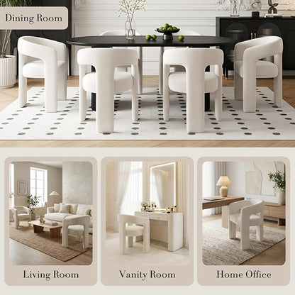 Modern Chenille Barrel Dining Chair Upholstered Fabric Dining Room Chair - Image 6