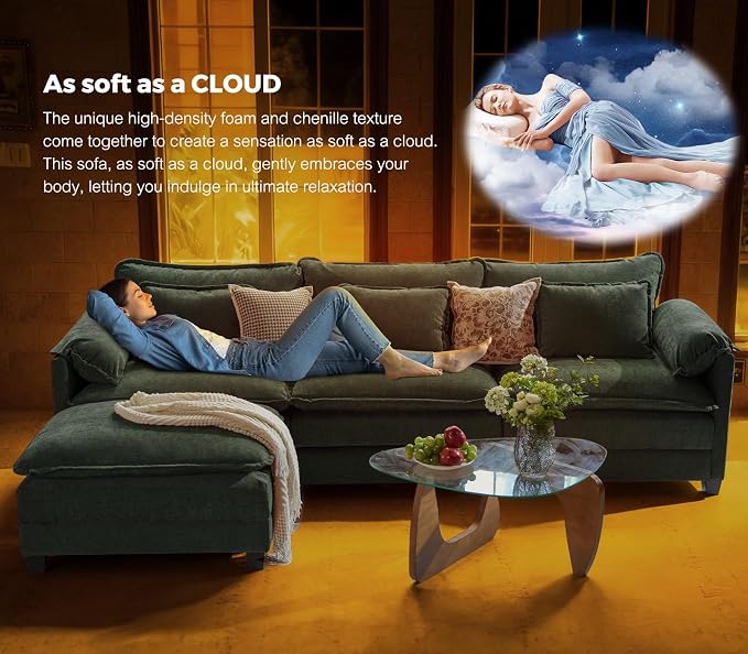 ELUCHANG 153" U Shaped Modular Sectional Cloud Couch - Image 4